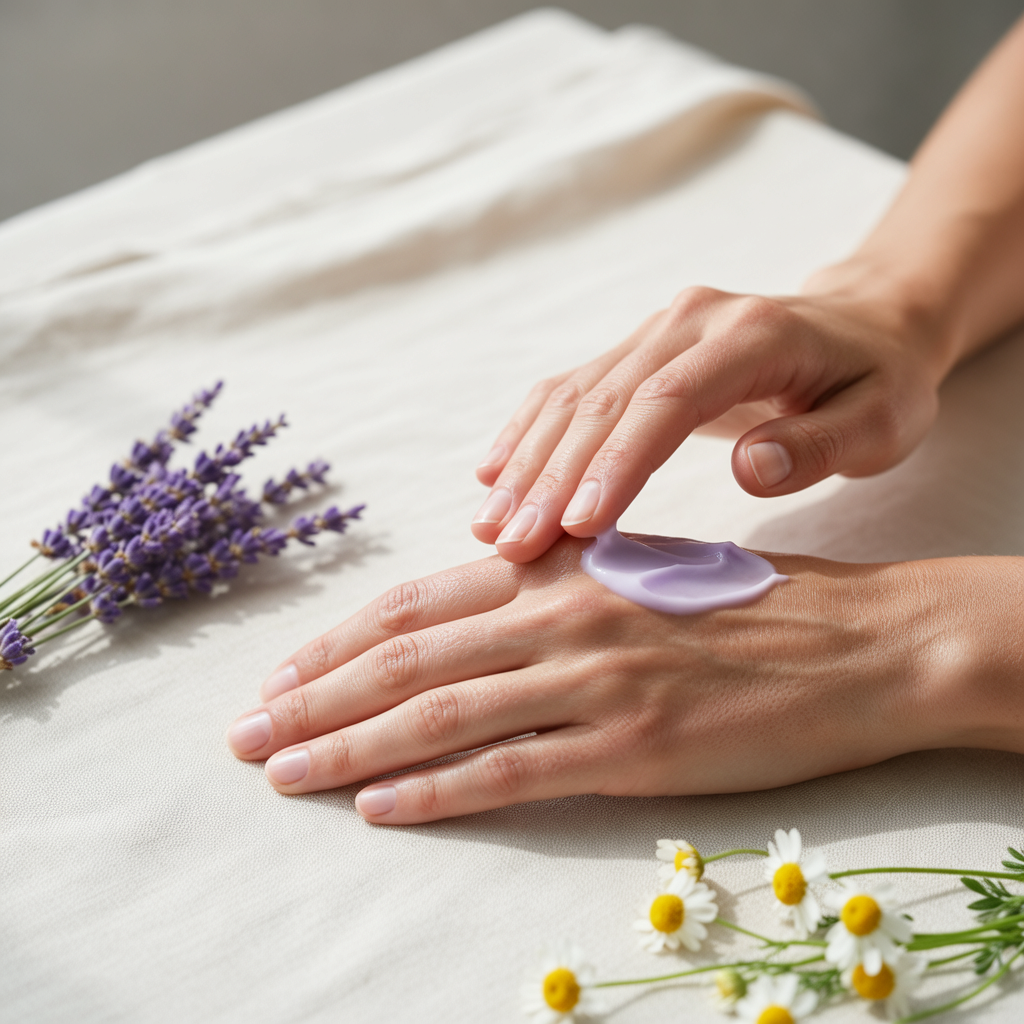 End Restless Nights: Soothe Dry, Irritated Skin with Organic Lavender & Chamomile Lotion - dry itchy skin at night, irritated skin sleep issues, flaky skin discomfort